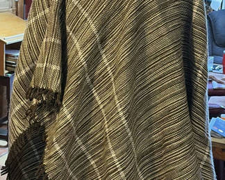 Lot 81: Brown and Cream Plaid hand made Brazilian Baracho Poncho
