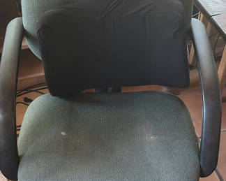 Lot 50: Green fabric office chair with back cushion