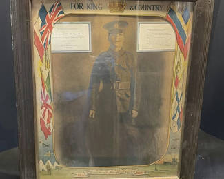 Lot 82: WWI Memorial Framed Portrait and Plaques