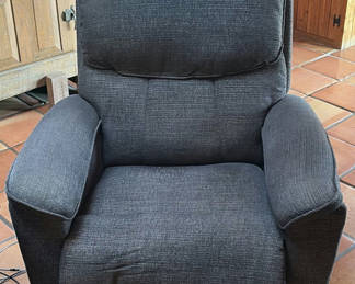 Lot 97: Dark gray fabric recliner and burgundy leather recliner