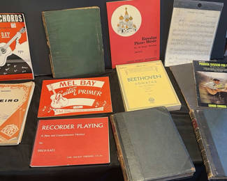 Lot 71: Vintage piano and guitar sheet music and instruction books