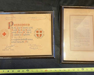 Lot 80: WWI British Red Cross and St. John of Jerusalem Certificates