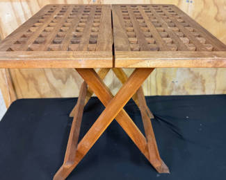 Lot 170: Devon Solid Teak Folding Lattice Side Table