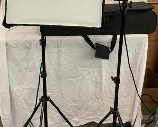 Lot 143: Pair Of Professional Bowens Light stands With Lights And Extras