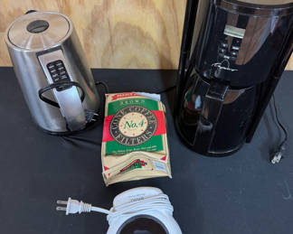 Lot 174: Kettle, Coffee Maker, Filters, and Mug Warmer