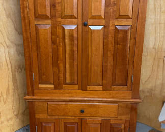 Lot 60: Vintage Tom Seely Solid Wood Corner Media Cabinet 