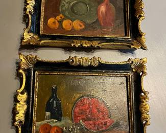 Two framed still life oil paintings.