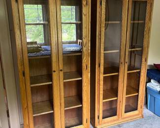 Two traditional oak bookcases.