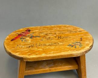 VINTAGE WOODEN STOOL GRANDMA'S HOUSE