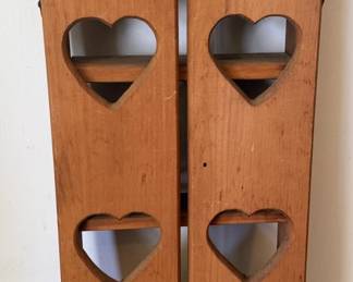 VTG WOOD CABINET HEART CUTOUT DOORS