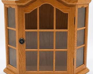 VINTAGE WOOD WALL CURIO CABINET
