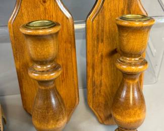 VINTAGE WOOD WALL SCONCES HOME INTERIORS