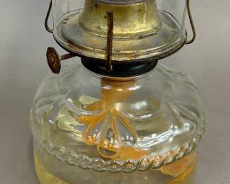 VINTAGE GLASS OIL LAMP