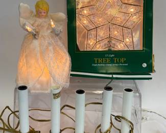 CHRISTMAS LIGHTS & BRASS BASE CANDLE LAMPS