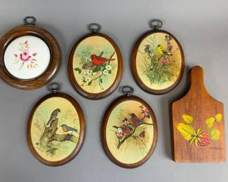 VINTAGE WOODEN WALL DECOR BIRDS STRAWBERRY