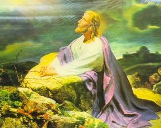VINTAGE 3D HOLOGRAM CHRIST IN GETHSEMANE WALL DECR