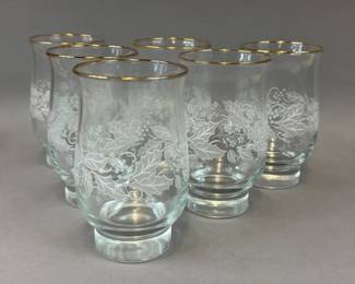 VINTAGE LIBBEY FROSTED ETCHED HOLLY TUMBLERS