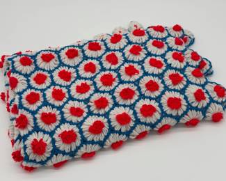 VTG HANDMADE CROCHET THROW BLANKET DAISY GRANNY SQ