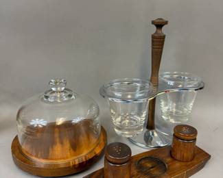 CHEESE DOME CONDIMENT SERVER & SALT & PEPPER SET