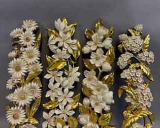 VINTAGE HOMCO WALL DECOR FLORAL & GOLD