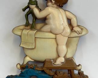 VINTAGE SEXTON CAST METAL BATH TIME WALL DECOR
