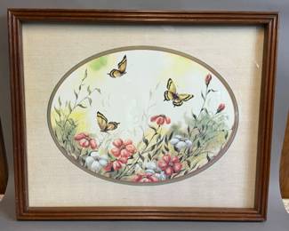 VINTAGE FRAMED BUTTERFLY PRINT BY PATTI MILBURN