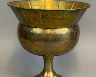 VINTAGE HOSLEY SOLID BRASS PEDESTAL COMPOTE BOWL