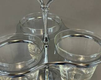 IRVINWARE CHROME W GLASS CONDIMENT SET