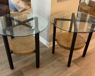 Two Glass Top Side Tables
