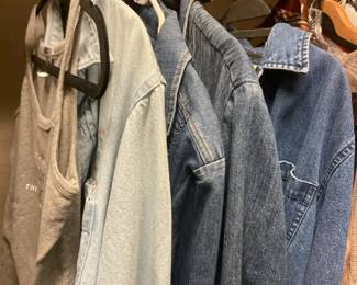 A Denim Shirt And Tank Top From 2003 Simon And Garfunkel Tour And Three Denim Jackets