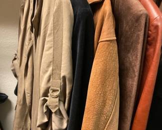 Three Leather Short Jackets, A Faux Suede Jacket, And A Polyester Waist Jacket