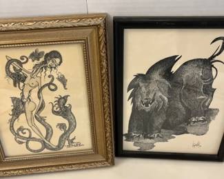 Two Balinese Ink Drawings