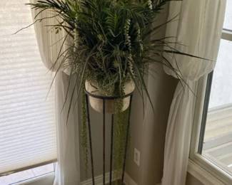 Potted Plastic Plant With Stand
