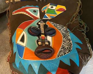 Leather Multicolored Wall Hanging Art