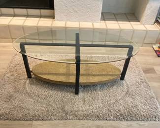 Glass Top Coffee Table and Rug