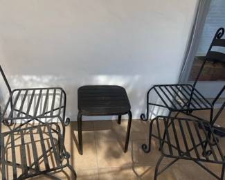Metal Chairs And Small Table