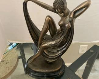 006 Art NouveauDeco Bronze Colored Resin Nude Lady