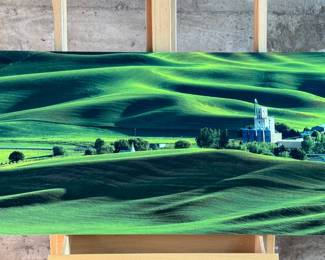 “Palouse Hills”, a limited edition photographic print on metal by master photographer, Scott Rubey. Edition 2/250, signed lower right, and measures, 18” H x 45” W.