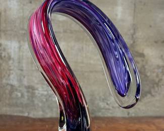 This lot features an original glass sculpture by listed artist, Scott Hartley. Signed as shown in photos and measures, 17.5” H x 12” W.