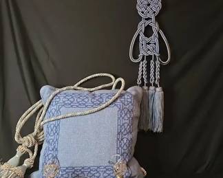 Needlepoint Accent Pillow And Beautiful Curtain Tie Backs