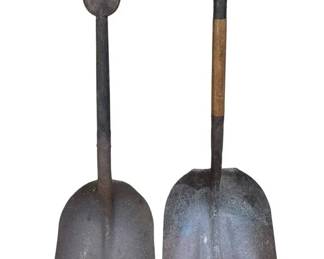 Pair of Antique Industrial Railroad Coal Shovels