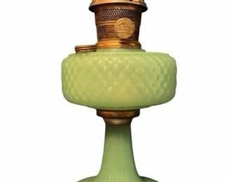 Vintage Aladdin Green Diamond Quilt Kerosene Lamp