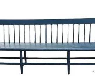 19thCentury American Deacons Bench SpindleBack, 8Foot