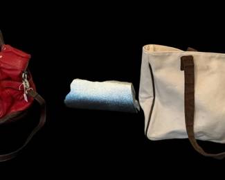 Fossil Red Leather Purse, Silver Vinyl Clutch White Santa Barbara Tote