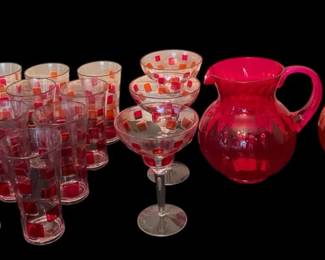 Plastic Orange Magenta Cups Pitchers