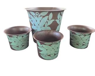 Set of 4 Robert Allen Laurel Series Metal Planters