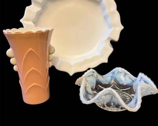 Vtg Fenton, FireKing Milk Glass Pieces