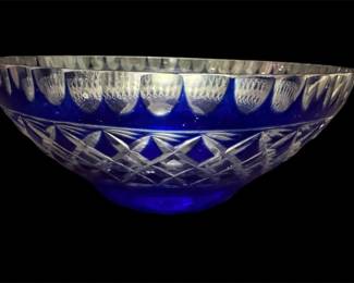 Vintage Cobalt Blue CuttoClear Glass Bowl
