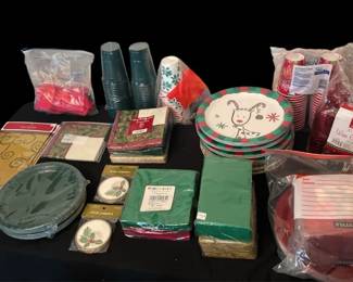 Christmas Party Plates, Cups Napkins