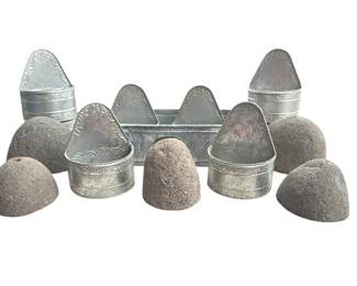Honduran River Stone Flower Frog Galvanized Tin Planter Set